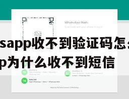 【whatsapp收不到验证码怎么办】whatsapp为什么收不到短信