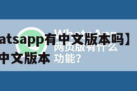 【whatsapp有中文版本吗】whatsapp中文版本